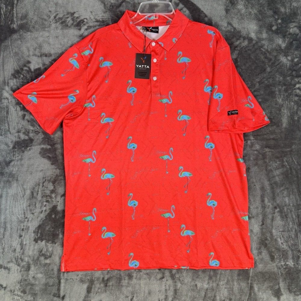 NWT YATTA Golf Polo Men's XL Flamingo Shirt  Preppy New With Tags